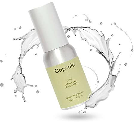 Capsule - Air Freshener Spray for Before and After Toilet Use, Potent Air Freshener for Home and Office Bathroom, In a Portable Toilet Spray Bottle (Lime, Tangerine and Peppermint Scent, 50ml)