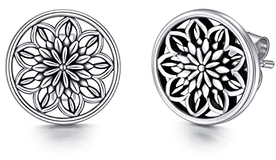 Shusukue Boho Ohrstecker Silber 925 Damen Ohrringe Vintage Lotus Ohrringe Stecker