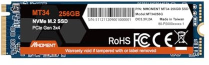 MMOMENT 256GB NVMe M.2 2280 PCIe Gen 3x4, Solid State Drive Internal SSD (MT34 256GB)