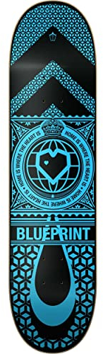 Centrano Unisex – Erwachsene Home Heart Skateboard Deck, Schwarz/Blau, 8.25