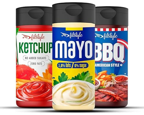 (x3) Salsa Zero azúcares añadidos | Salsas bajas en calorías para dietas saludables (Ketchup - Barbacoa - Mayo)