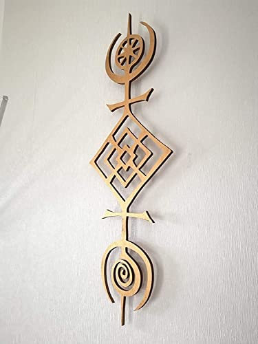kh Teile Wanddeko Sigil of the Cosmos Nordisch 80cm XXL Holz Wandbild Skandinavis Keltisch Deko Dekoration Wand Tür Türdeko Fensterdeko Holzdeko Geschenk Runen Groß, Natur