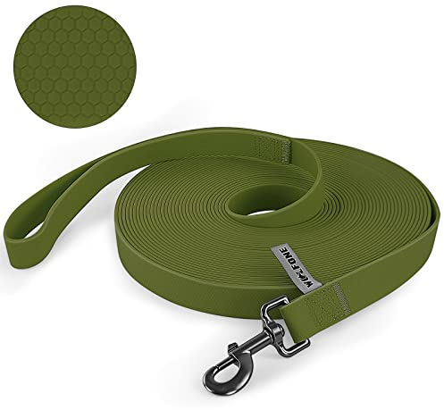 Wolfone Schleppleine für Hunde,6m Dunkelgrün wasserdichte Lange Rückruf Hundeleine mit Anti-Rutsch-Griff, Heavy Duty robuste Ausbildung Hundeleine für Outdoor-Aktivitäten