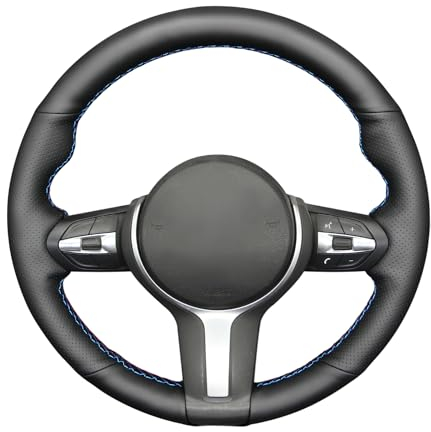 MEWANT DIY Handgenähter Schwarzer Echtes Leder Lenkradbezug für M Sport F30 F31 F34 F20 F21 M135i M140i F45 F46 F22