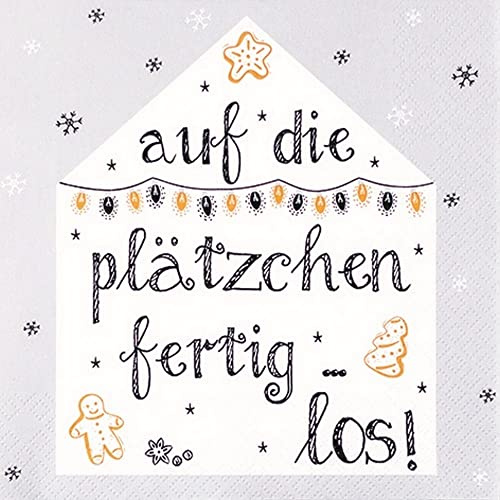 20 Servietten Auf die Pl?tzchen und losbacken | Winter | Weihnachten | Tischdeko | Decoupage | Serviettentechnik 33x33cm