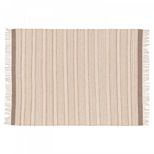 Oviala Rechteckiger Teppich, gestreift, Wolle und Jute, flach, 120 x 170 cm