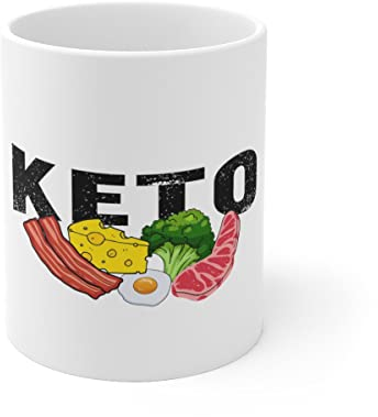 Tasse en céramique blanche fantaisie Programme des régimes diététiques passionnés de cétogène hilarant modéré riche en protéines Nourrissement riche en graisses 325 ml