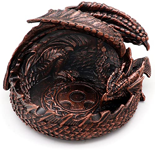 Haxtec Drachenwürfel Gefängniswächter DND Würfel Tray Halter Dungeons und Drachen Zubehör Neuheit DM RPG Geschenk Drachenstatue Dekor (Antikes Kupfer)