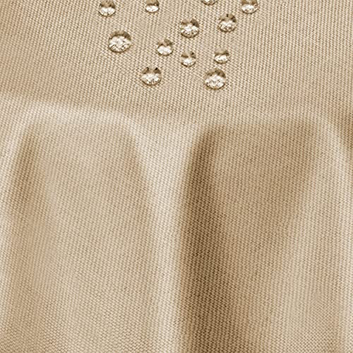 Leinen Optik Tischdecke Tischtuch Tafeldecke Leinendecke Abwaschbar Wasserabweisend Oval 135 x 180 cm Beige Sand Fleckschutz Pflegeleicht mit Saumrand Leinentuch