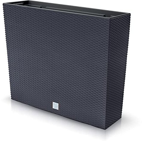 Vaso per Fiori piante Rettangolare Rato Case Decorativo in Plastica Alto 50 cm da interno esterno 18x58 cm Rettangolare Nero Design Moderno 44 Litri