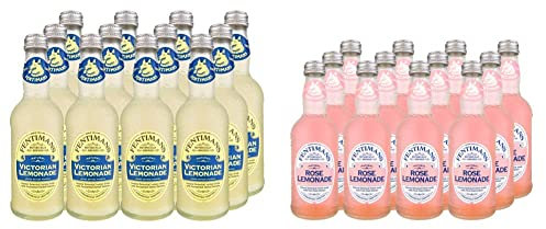 Fentimans Traditional Victorian Lemonade 275 ml (Pack of 12) & Rose Lemonade, 12 x 275 ml Bottles
