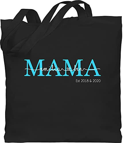 Baumwolltasche - Mama Kindernamen Geschenk Geburtstag - Unisize - Schwarz - personalisierte tasche mom geschenke für mütter mami taschen stofftasche muttertag mutti jutebeutel einkaufstasche