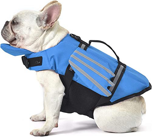 Rettungswesten für Hunde, Schwimmweste mit reflektierendem Flügeln, Schwimmweste für das Schwimmen und die Sicherheit Ihres Hundes (Blau, XS)