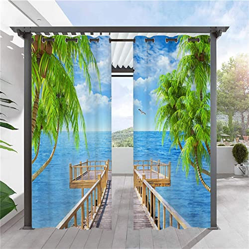 Heavyoff Outdoor Vorhänge Wasserdicht, Wetterfest Sichtschutz Terrasse Sonnenschutz für Balkon Veranda Pergola Gartenlaube 1 Stück, Stil 5, 150x166cm