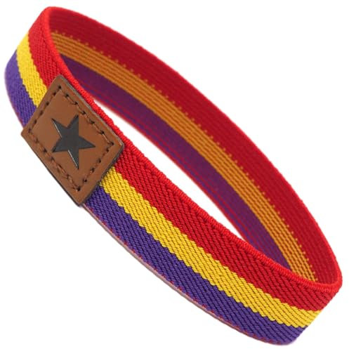 GOS Best Supplies Pulsera de la Bandera de la República Pulsera Republicana Española Accesorio sin Cierre y Elástico para Hombres y Mujeres Medida 18 cm.