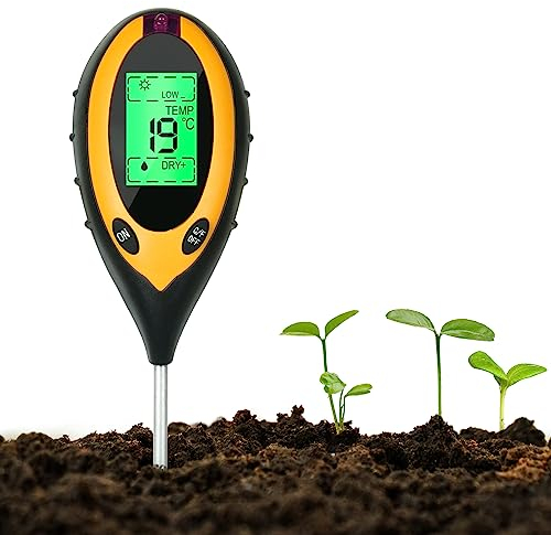 flintronic 4 in 1 Misuratore del Suolo, Tester per Il Suolo, Phmetro Terreno, Soil Tester Giardinaggio, Misuratore PH Terreno, Misuratore di Terreno Giardino per Orti Iardino, Fattoria-No Batteria