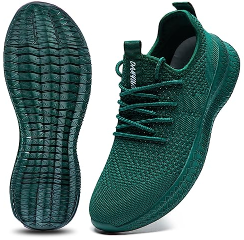CAIQDM Damen-Laufschuhe, Slip-on-Walking-Sneaker, leicht, atmungsaktiv, Turnschuhe, Tennisschuhe, grün, 41 EU