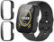 GIOPUEY [2 Pack Funda para Amazfit Bip 5, Protector de Pantalla + Bastidor rígido, Protección Total del Paquete - Black+Black