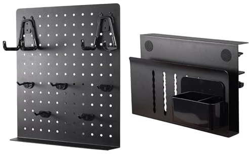 seOSTO Kit de combinaison de panneaux perforés, Multifonctionnel Panneaux Bureau Pegboard, Table & Bureau Rangement Organisateur Panneau, Rangement latéral de bureau pour Le Bureau et la Maison (Noir)