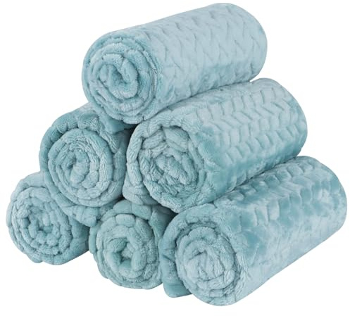 BVAGSS Couverture pour Chien Chaton, 6 Pièces Moelleux Épais en Flanelle Lavable Animaux Coussin pour Petits et Moyens Chiots et Chatons XH075 (104 x 76 cm, Green Wheat Ears)