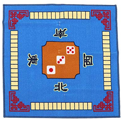 Abaodam Mahjong-tischmatte Quadratisch rutschfest Aus Polyester Mit Latex-Unterseite Für Spiele Zimmer Schalldämmung Und Dekoration Blau