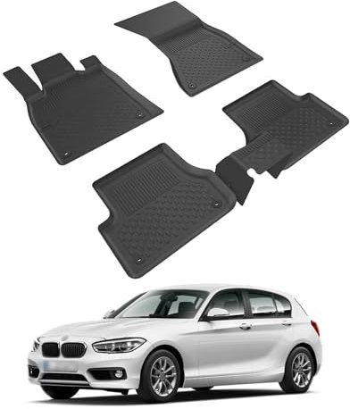 Auto Fußmatten Kompatibel mit BMW 1er F20-F21 2011-2018 Geruchlos 4.5D Passform Allwetter Automatten 5 Teilige | Antirutschmatte Hoher Rand Gummimatten Schwarz Fussmatten Vorne Hinten Autoteppich