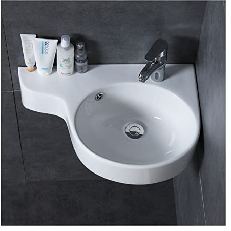 KJSHXYG Lavandino del Bagno Lavandino ad Angolo del Bagno Lavandino sospeso Piccolo Mini Appartamento Lavabo Triangolare in Ceramica a Parete Lavandino da Bagno Bianco
