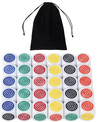 30 PCS Farbwürfel, 6 Farben, 16 MM Bunt, Mit Punkten Anpassbare, Kann Im Klassenzimmer Verwendet Werden, Um Grund- Und Neutrale Farben Zu Unterrichten