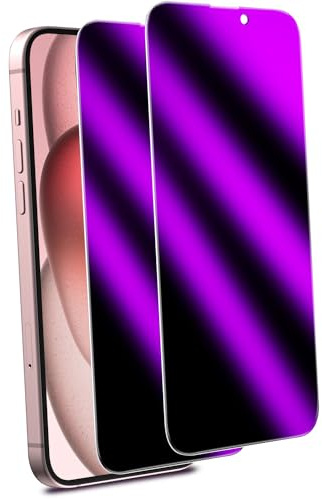 MAYtobe for iPhone 15 Privacy Screen Protector Purple 2 Pack | Tempered Glass Anti Spy, Colorful Purple, Anti-Scratch, No Bubbles, Anti Fingerprint