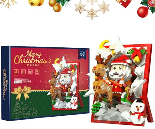 Embhlitfe Bloques de Construcción Navideños Decoraciones navideñas Caja de Regalo Juguetes Juego de Construcción para Niños de 9 Años y Más y Adulto