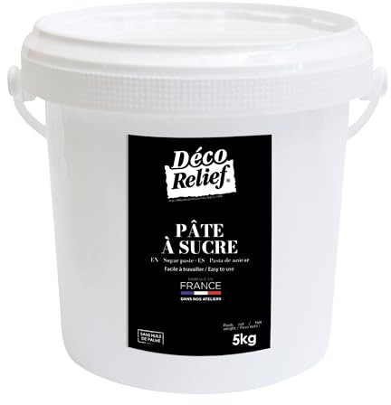Déco Relief - Pâte à Sucre Blanche 5 kg - Pâte à Sucre Professionnelle pour Gâteaux, Pâtisserie - Coloris Blanc - Fabriquée en France