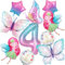 Feen Geburtstag Deko Luftballons Mädchen - Rosa Geburtstagsdeko 4 Jahre, 10 Stück Fee Folienballons Schmetterlings und Stern Helium Ballons, Feenparty Dekoration Kindergeburtstag
