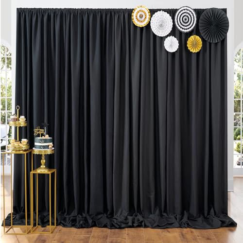 3m x 3m Dicker Schwarz Hintergrund Vorhang für Parteien, 2-Platten Schwarz Polyester Hochzeit Hintergrund Vorhänge für Geburtstags Fotografie Party Home Dekorationen