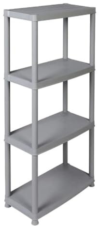 Étagère de rangement en plastique, couleur grise, 61 x 30 x 130 cm, 4 étagères, peut contenir 100 kg, étagère