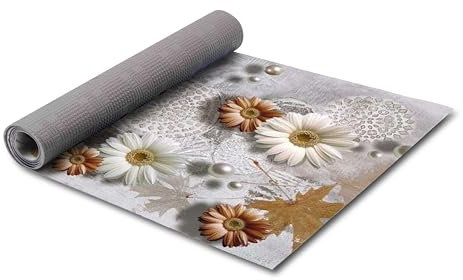 HomeLife PVC Küchenläufer waschbar & rutschfest | 52 × 240 cm | PVC Teppich Läufer für Küche, Flur & Bad | Polyester Teppich für Eingangsbereich Innen & Außenbereich | DesignBlütenharmonie