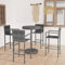AKNGFO 5-teiliges Gartenbar-Set, Stehtisch mit 4 Barhockern, Gartentisch mit Stahlrahmen, runde Tischplatte, Outdoor-Essgruppe, Gartenbarmöbel, Gartentisch und Stühle, Bistro-Set, Poly Rattan, Grau