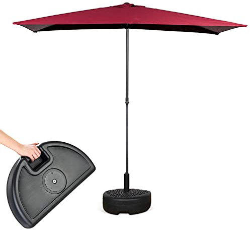 Demi-parasol de 2,5 m pour jardin, balcon, fixation murale, hauteur réglable, base incluse