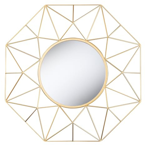 Riess Ambiente Spiegel Diamond L - 80cm - Gold - Eisen Unikat | Handgefertigt, montiert geliefert, pflegeleichte Oberfläche, flexible Wandmontage, rund, Retro