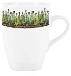 Purely Home Green Herbs Mug - Mystical Glass Bottles Apothecary Gift - Tea/Coffee Hot Drinks Ceramic Cup Present