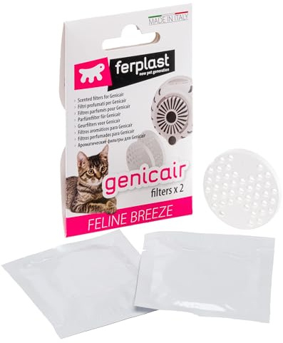 Ferplast Filtro di Ricambio per Antiodore Elettronico Lettiera Gatti GENICAIR, Ricambio con 2 Filtri, Fragranza Feline Breeze al Bergamotto - Cattura ed Elimina i Cattivi Odori