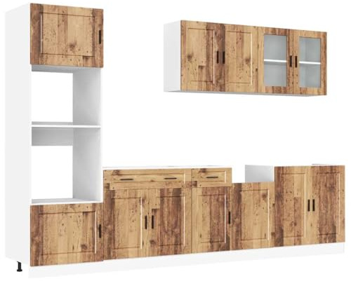 vidaXL 7-TLG. Küchenschrank-Set Porto Altholz-Optik Holzwerkstoff