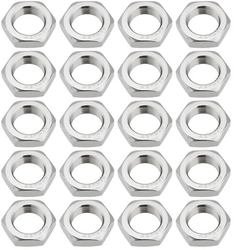 YINETTECH 20 Tuercas Hexagonales M16 X 1,0 Tuercas Planas A2 Tuercas de Acero Inoxidable de Rosca Fina Tornillos Sujetadores 7,8 Mm de Altura DIN439 para Pernos Y Tornillos