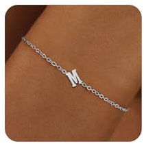 RMMD Armband Damen Mädchen Silber, 18K Weißgold Vergoldete Silber Armbänder mit Buchstaben M Armkette Initiale Armbänder Damen Geschenke für Mädchen Teenager Frauen