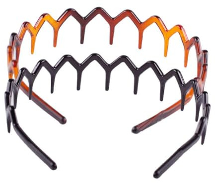 Fogcosy 2 Pack Plastic Zigzag Headband - Black, Women's Hair Comb Headband, 12cm Wide, 2 Pieces per Pack