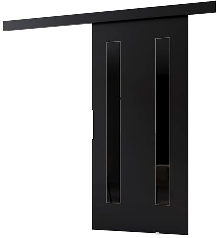MINIO go for it - Schiebetür Komplettset CLEAN H Schiebetüren 76 cm Breit | Wandmontage, Schiebetürsystem, Zimmertüren - Schwarz