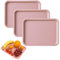 Zephyra Juego de 3 Bandejas de Servicio Rectangulares de Plástico Antideslizantes – Bandeja Pequeña para Desayuno, Cocina, Café, Hotel, Reutilizable, 24,8 x 17,8 cm -Rosa
