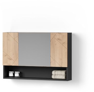 Livinity Badspiegelschrank Ronco, Goldkraft Eiche/Anthrazit, 80.1 x 55 cm