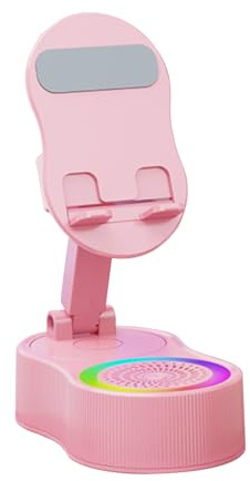 Eventerde Supporto per telefono con altoparlante a induzione, supporto audio induttivo con illuminazione RGB, supporto audio per tablet per ascoltare musica, registrazione video, streaming live e