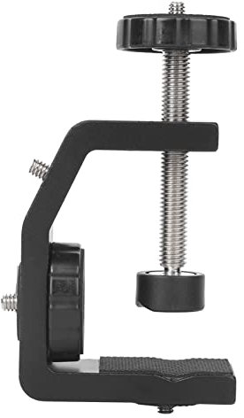 Aluminium Alloy C Clamp Mount | 1/4 Inch Screw for Flashlight/Camera/Tripod | Strong Desktop Bracket | Grip - Enhanced Rubber Pad, Up to 75mm Clamping