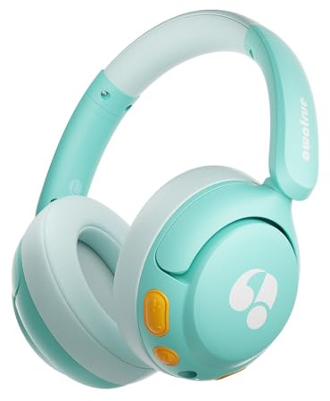 awatrue Casque Audio Enfant Bluetooth, avec Commutateur Coulissant & Microphone Intégré, Bluetooth 5.4 + Câble Aux, 75H Autonomie, Limite de Volume 85dBA, Parfait pour L'école/Voyage (Vert)